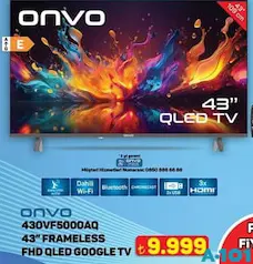 ONVO 43OVF5000AQ 43 İNÇ FRAMELESS FHD QLED GOOGLE TV AKILLI TELEVİZYON